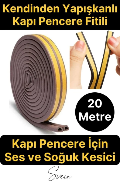 #KapıPencereFitil Pvc Doğrama Pencere Fitili İzolasyon Bandı Kendinden Yapışkanlı Kahve Kauçuk Yalıtım Bant 2x10=20 Mt ürün görseli 1