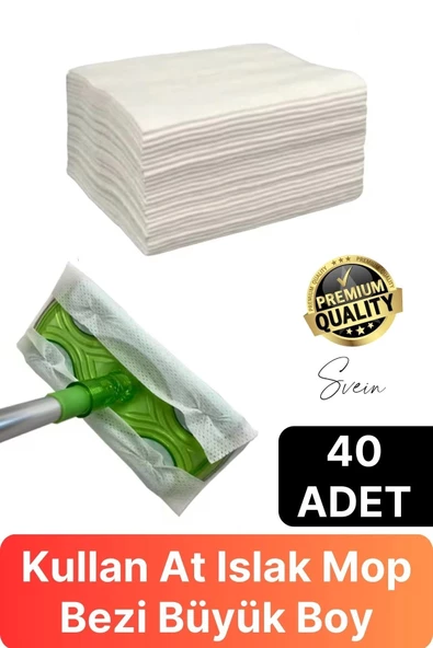 40 Adet Tak Kullan At Islak Mop Yüzey Temizlik Bezi Havlusu İz Bırakmaz Fayans Ahşap Duvar Büyük Boy ürün görseli 1