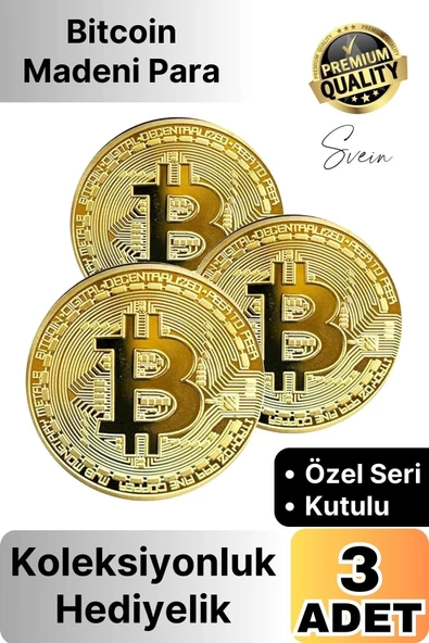 3 Adet Özel Seri Premium Bitcoin Madeni Para Kutulu Hediyelik Metal Hatıra Koleksiyon Kripto Coin ürün görseli 1
