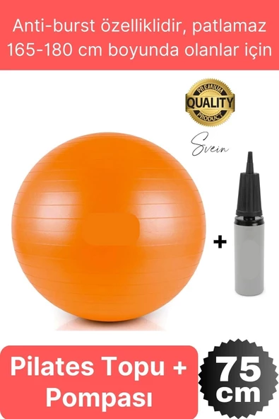 75 cm Yoga Pilates Topu ve Şişirme Pompası Hediye Denge Egzersiz Aerobik Jimnastik Reformer Spor Set ürün görseli 1