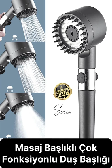Premium Masajlı Filtreli Çok Fonksiyonlu Aç Kapa Terapi El Tepe Duş Başlığı Ayarlanabilir Handshower ürün görseli 1