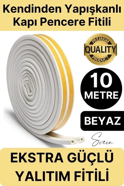 Premium Kapı Pencere Soğuk Toz Sızdırmaz İzolasyon Fitili Kendinden Yapışkanlı Isı Yalıtım 2x5=10 mt ürün görseli 1