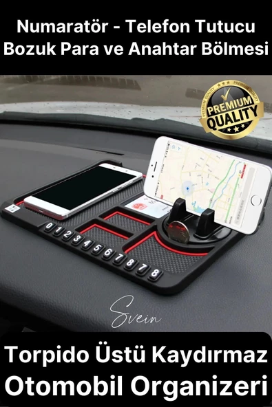 Araç İçi Torpido Kaydırmaz Telefon Tutucu Numaratör Organizer Oto 360 Derece Dönebilen Kaymaz ürün görseli 1