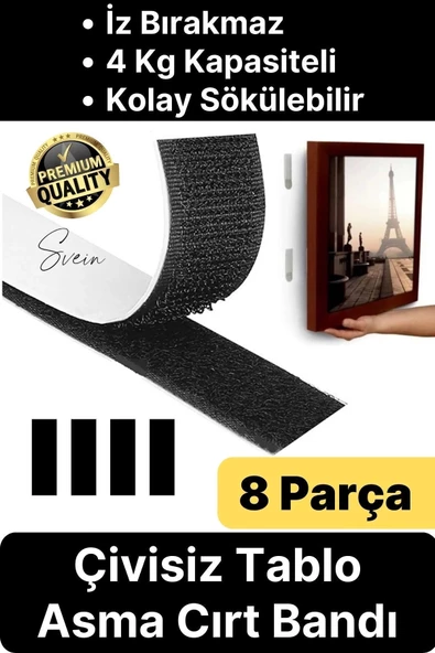 Premium Çivisiz Resim Çerçeve İz Bırakmaz Sökülebilen Tablo Asma Bandı 8'li Set Cırt Bant Yapışkan ürün görseli 1