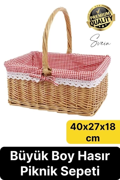 Premium Kamp Piknik Sepeti Yıkanabilir Astar Rattan Yiyecek Rustik Hasır Dokuma Dekoratif Outdoor ürün görseli 1
