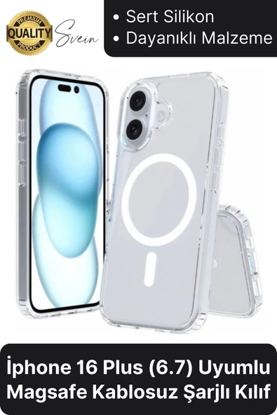 Premium Apple İphone 16 Plus 6.7 inç Uyumlu Kablosuz Şarj Destekli Sert Silikon Şeffaf Kılıf Magsafe ürün görseli 1