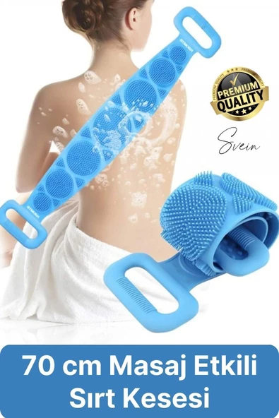 Banyo Duş Sırt Kesesi Çift Taraflı Silikon Lifi Fırçası 70 Cm Cilt Temizlik Peeling Masaj Uzun ürün görseli 1