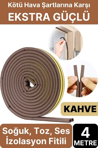 4 Metre Kahve Pvc Doğrama Kapı Pencere Soğuk Geçirmez Sızdırmaz İzolasyon Fitil Yapışkanlı 2x2=4 mt ürün görseli 1