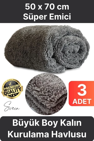 3 Adet Süper Emici Tüm Cam Yüzeylere Uygun Oto Yıkama Mikrofiber Havlu Temizleme Kurutma Bezi ürün görseli 1