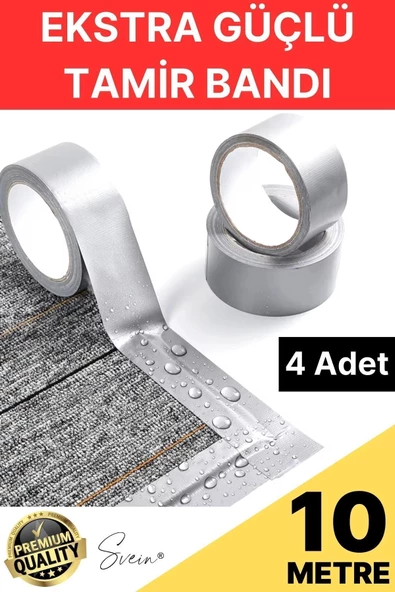 4 Adet 10 Mt Gri Lifli Tamir Takviye Onarım Bandı Su Geçirmez Sızdırmaz Kuvvetli Dayanıklı Çatlak ürün görseli 1