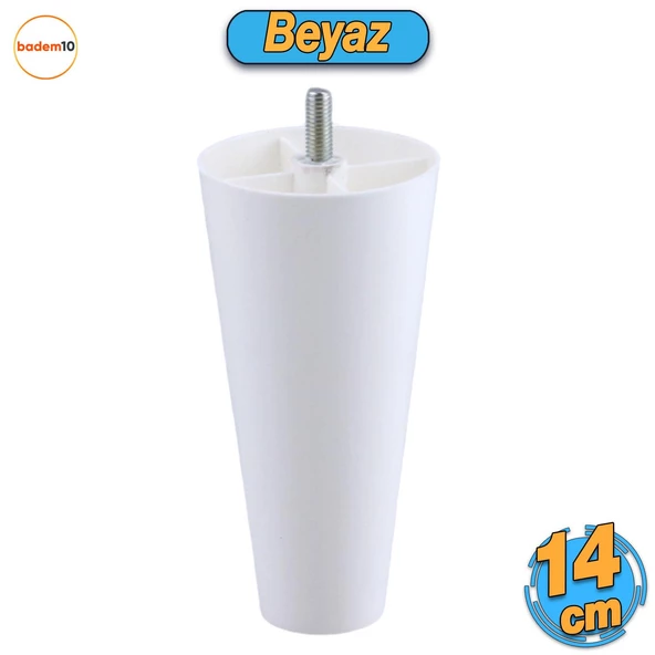 Düz Plastik Ayak 14 cm Mobilya Yükseltici Sehpa Kanepe TV Ünitesi Koltuk Ayağı Baza Ayakları Beyaz ürün görseli 1