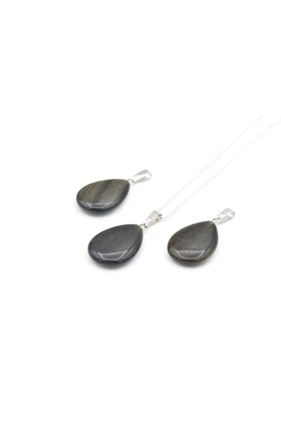 Hakiki Doğal Rainbow Obsidyen Taşı Kolye Ucu ürün görseli 1
