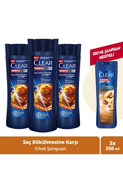 Clear Men Kepeğe Karşı Etkili Şampuan Saç Dökülmesine Karşı 350 ml X3 ürün görseli 1