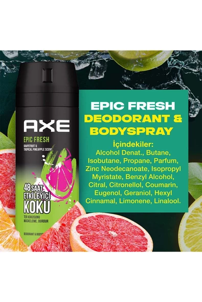 Axe Epic Fresh 150 ml 3 Adet Erkek Deodorant - Resim 8