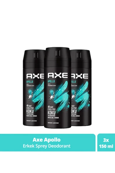 Axe Apollo 150 ml 3 Adet Erkek Deodorant ürün görseli 1