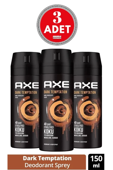 Axe Dark Temptation 150 ml 3 Adet Erkek Deodorant ürün görseli 1