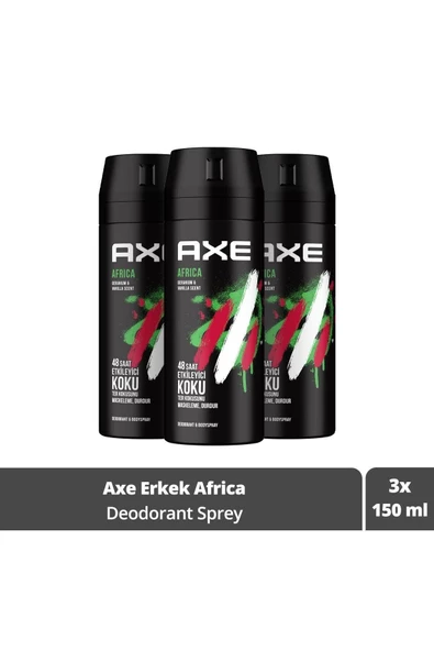 Axe Erkek Sprey Deodorant Africa 48 Saat Etkileyici Koku 150 ml x3 ürün görseli 1