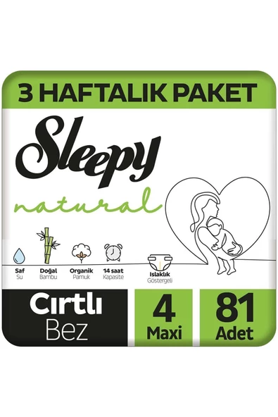 Sleepy Natural 4 Numara Maxi 81'li Bebek Bezi ürün görseli 1