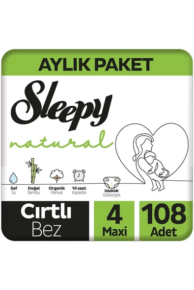Sleepy Natural 4 Numara Maxi 108'Li Bebek Bezi ürün görseli 1