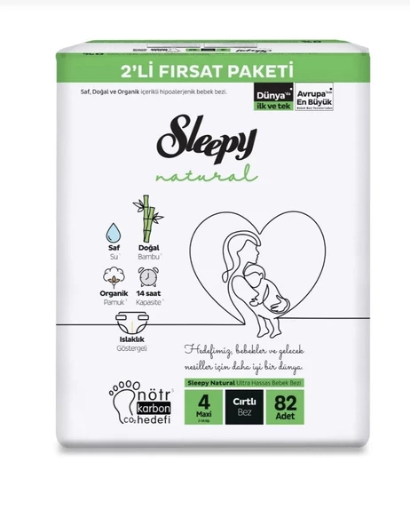 Sleepy Natural 4 Numara Maxi 82'li Bebek Bezi ürün görseli 1