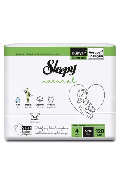 Sleepy Natural 4 Numara Maxi 120'Li Bebek Bezi ürün görseli 1
