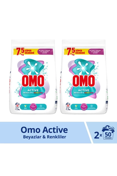 Omo Active Beyazlar Ve Renkliler Toz Deterjanı 7.5 Kg X2 ürün görseli 1