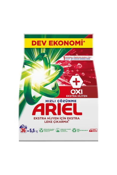 Ariel Oxi Ekstra Hijyen 5.5 kg Toz Deterjan ürün görseli 1
