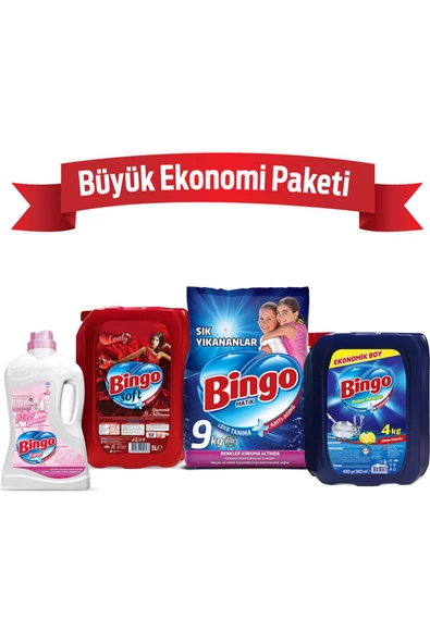 Bingo büyük Ekonomi Paketi 9 Kg Toz Çamaşır Deterjanı Sık Yıkananlar Çamaşır Yumuşatıcısı 5 L Lovely ürün görseli 1