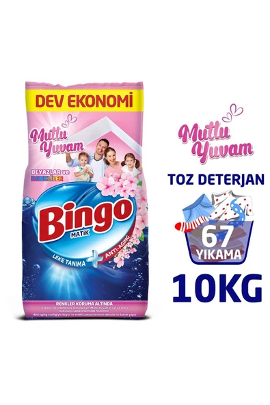 Bingo Matik Mutlu Yuvam Renkliler ve Beyazlar 10 kg Toz Deterjan ürün görseli 1