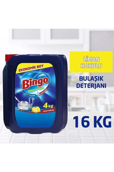 Bingo Limonlu 4 kg 4'lü Sıvı Bulaşık Deterjanı ürün görseli 1