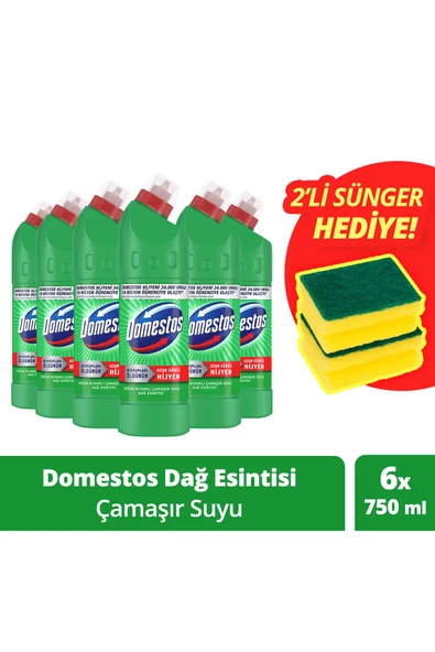 Domestos Çamaşır Suyu Dağ Esintisi 750 ml X 6 Sünger 1 Adet ürün görseli 1