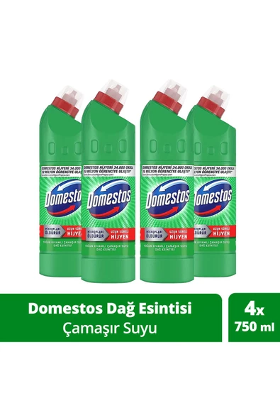 Domestos Çamaşır Suyu Yoğun Kıvamlı Maksimum Hijyen Dağ Esintisi 750 ml X4 Adet ürün görseli 1