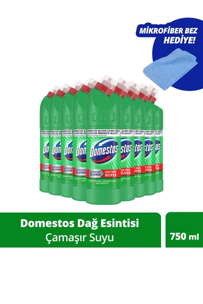 Domestos Çamaşır Suyu Dağ Esintisi 750 ml X9 Mikrofiber Bez Hediye ürün görseli 1