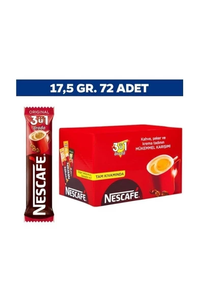 Nescafe 3'ü 1 Arada Kahve 17.5gr 72'li Paket ürün görseli 1