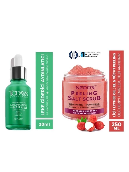 Todays Clinicals Aydınlatıcı Serum + NEDOX Liçi (LYCHEE OİL) Besleyici, Arındırıcı Ve Nemlendirici El & Vücut Peelingi 250 ml ürün görseli 1