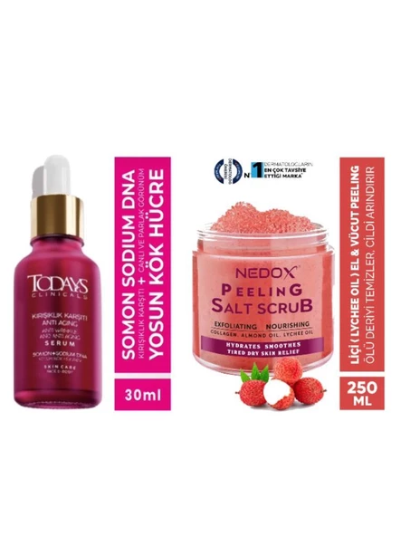 Todays Clinicals Somon + NEDOX Liçi (LYCHEE OİL) Besleyici, Arındırıcı Ve Nemlendirici El & Vücut Peelingi 250 ml ürün görseli 1