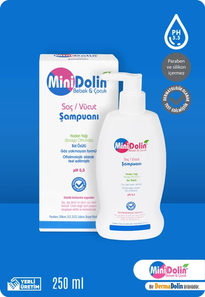 Minidolin Bebek Saç ve Vücut Şampuanı 250 ml ürün görseli 1