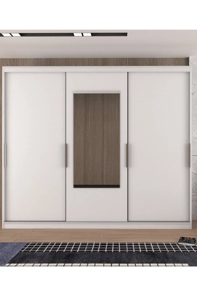 yılwood Sürgülü Gardırop Boydan Kapaklı 240/245 Cm Çıtasız Dolap ürün görseli 1