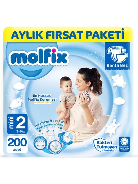 Molfix 2 Beden Mini 200'lü Bebek Bezi ürün görseli 1