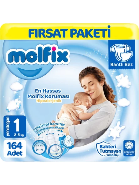 Molfix 1 Numara Yenidoğan 164'Lü Bebek Bezi ürün görseli 1