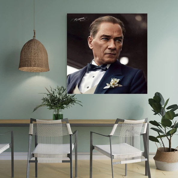 Papyonlu Mustafa Kemal Atatürk Duvar Stickerı 70x70 CM ürün görseli 1