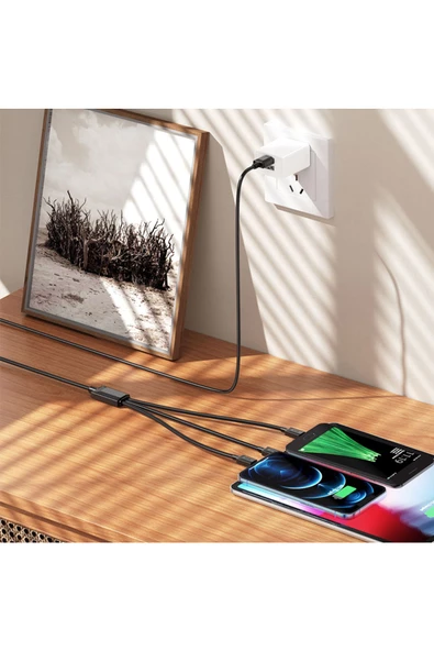 Hoco X74 3 in 1 Hızlı Şarj Kablosu - USB to Lightning / Micro-USB / Type-C - Premium Product ürün görseli 1