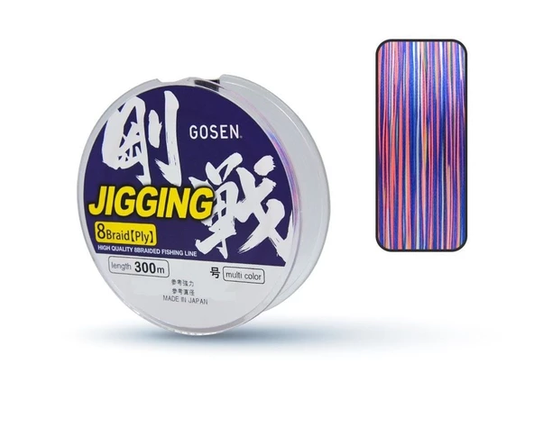 Gosen Jigging Braid 1.0 PE 300m 8 Örgü Jig ve Tai Rubber İpi 8.7kg Çeker Multicolor ürün görseli 1