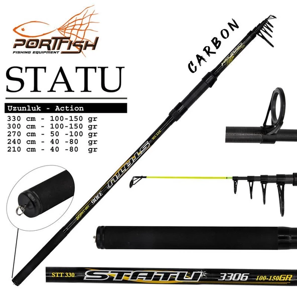 Portfish Statu 210 cm 40-80g Atarlı Fiber Teleskopik Olta Kamışı ürün görseli 1