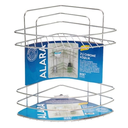 Alara Metal İki Raflı Banyo Köşesi Krom Kaplama Metal ürün görseli 1
