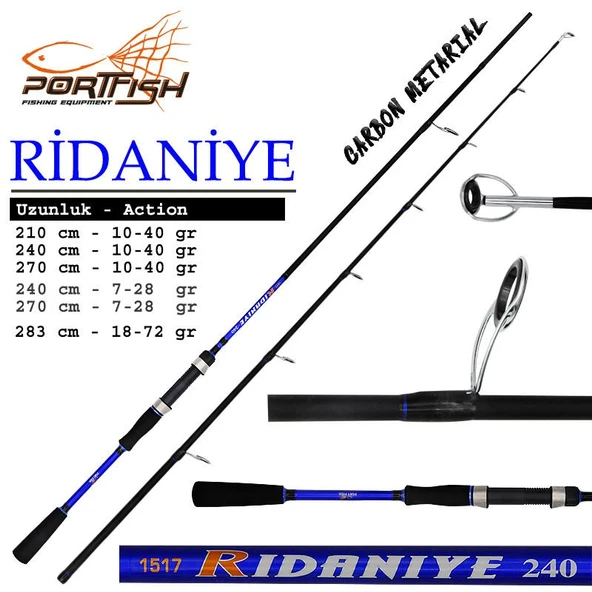 Portfish Ridaniye 240 cm 10-40g Atarlı Karbon Spin Olta Kamışı ürün görseli 1