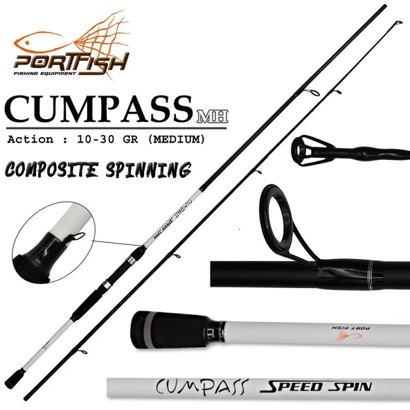 Portfish Cumpass 240 cm 10-30g Atarlı Kompozit Spin Olta Kamışı ürün görseli 1
