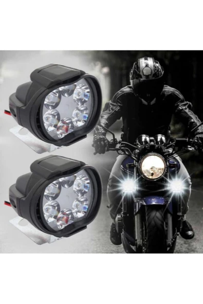 2 Adet Motosiklet Scooter Led Sis Farı Çakar Ve Sabit Mod 6 Ledli ürün görseli 1