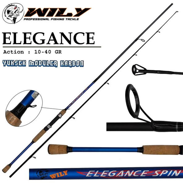 Wily Elegance 240 cm 10-40g Atarlı Karbon Spin Olta Kamışı ürün görseli 1