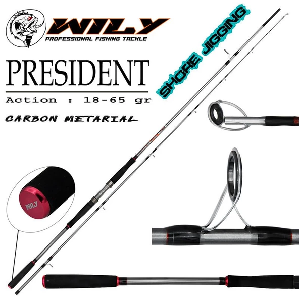 Wily President 288 15-65g Atarlı Karbon Shore Jig Olta Kamışı ürün görseli 1